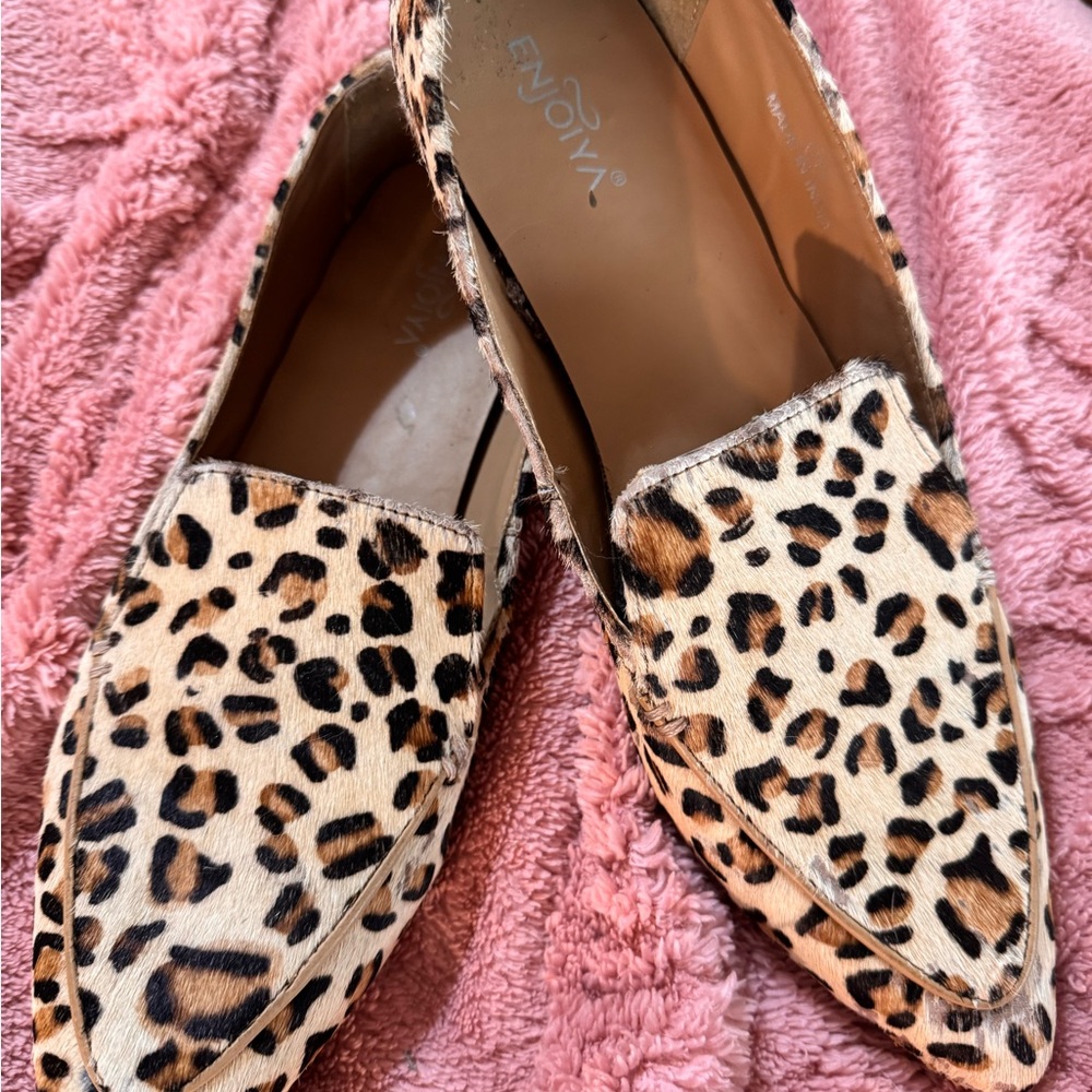 Leopard Hair on Hide Print Women's Loafers